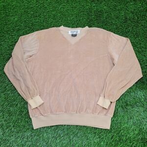 Vintage 80s MOD Velour Sweater Womens XL 22x24 Beige